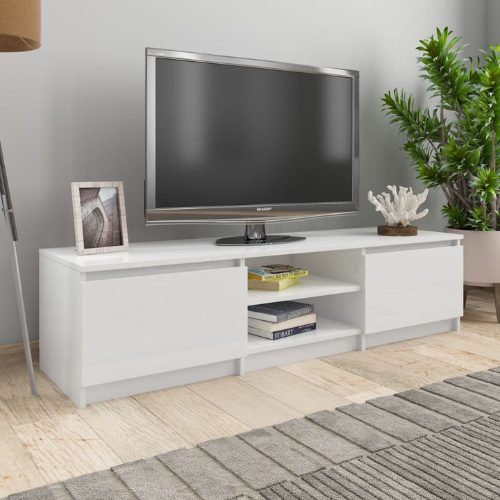 Dulap Tv, Alb Extralucios, 140X40X35,5 Cm, Lemn Prelucrat