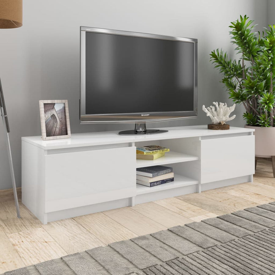Dulap Tv, Alb Extralucios, 140X40X35,5 Cm, Lemn Prelucrat
