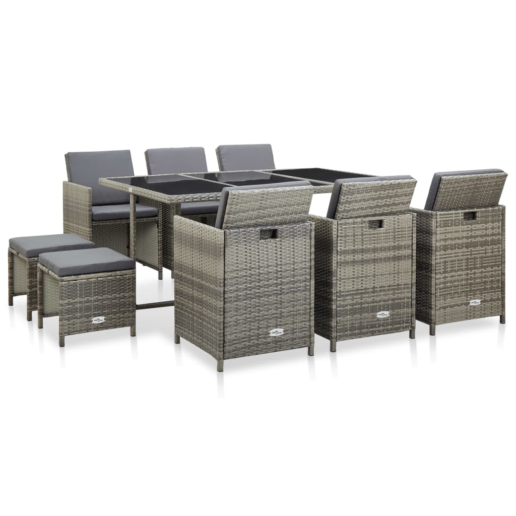 Set Mobilier De Exterior Cu Perne, 9 Piese, , Poliratan