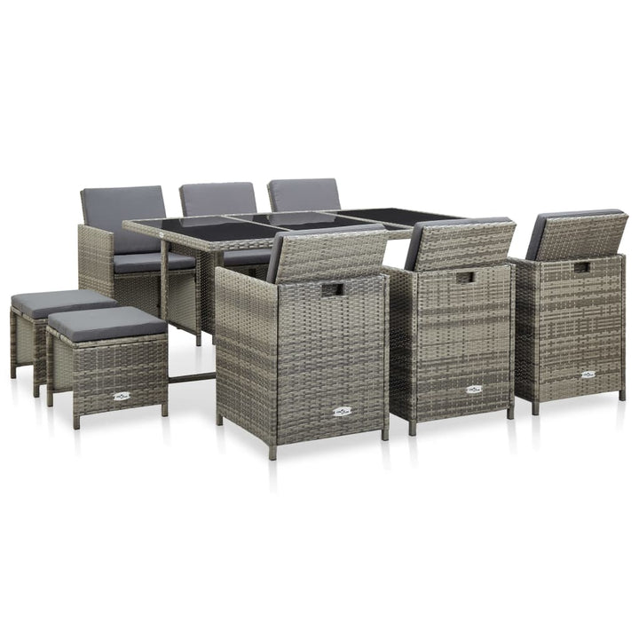 Set Mobilier De Exterior Cu Perne, 9 Piese, , Poliratan