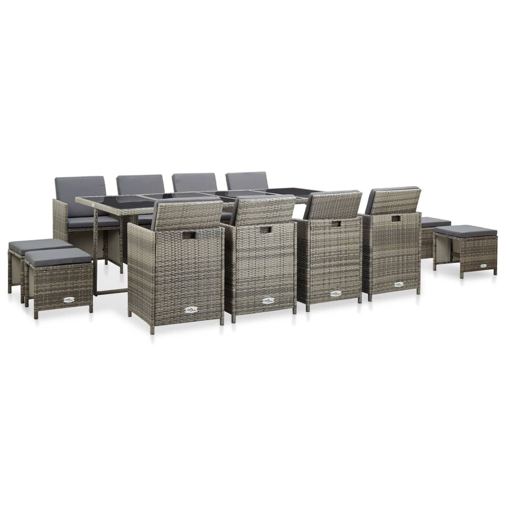 Set Mobilier De Exterior Cu Perne, 9 Piese, , Poliratan