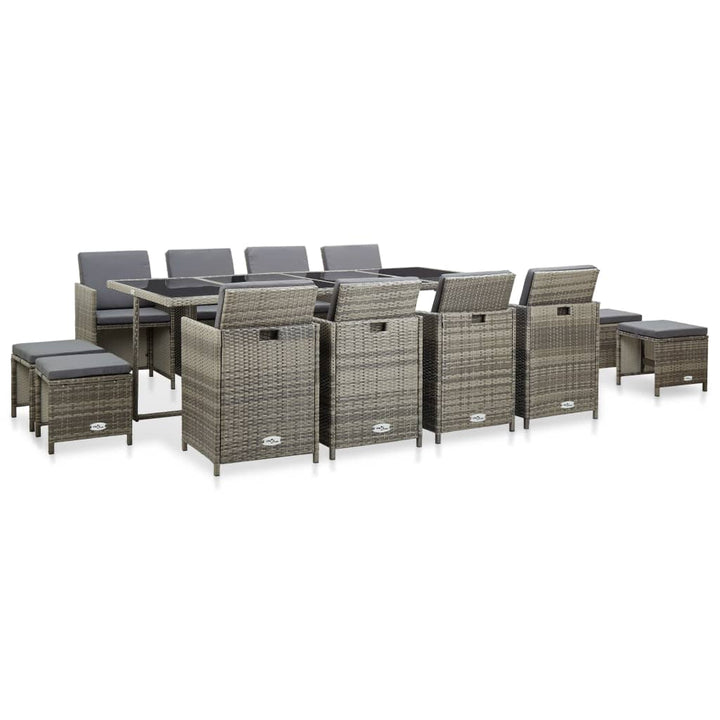 Set Mobilier De Exterior Cu Perne, 9 Piese, , Poliratan