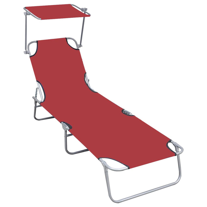 Șezlong Pliabil Cu Copertină, Albastru, Aluminiu