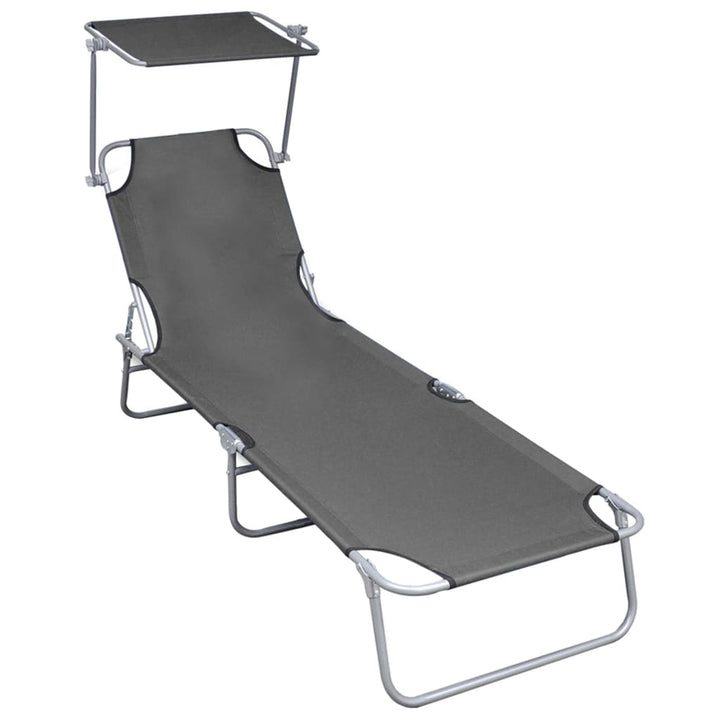 Șezlong Pliabil Cu Copertină, Albastru, Aluminiu