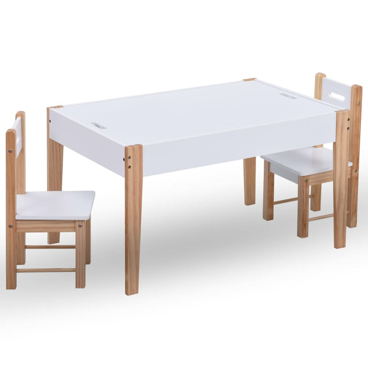 Set Masă Cu Scaune Pentru Copii Cu Tablă, 3 Piese, Negru Și Alb