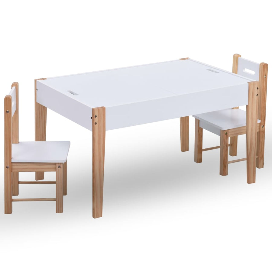 Set Masă Cu Scaune Pentru Copii Cu Tablă, 3 Piese, Negru Și Alb