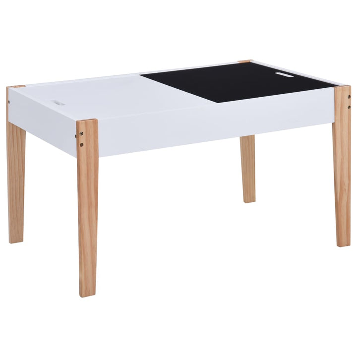 Set Masă Cu Scaune Pentru Copii Cu Tablă, 3 Piese, Negru Și Alb