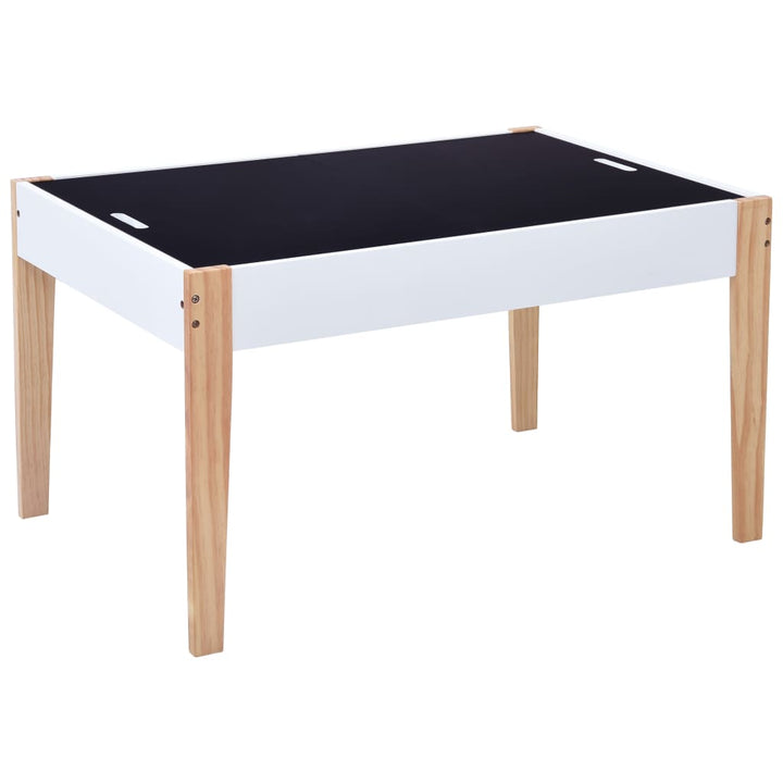 Set Masă Cu Scaune Pentru Copii Cu Tablă, 3 Piese, Negru Și Alb