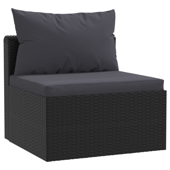 Set Mobilier De Grădină Cu Perne, 5 Piese, Negru, Poliratan