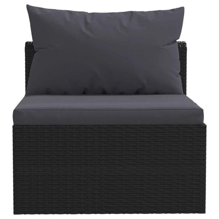 Set Mobilier De Grădină Cu Perne, 5 Piese, Negru, Poliratan