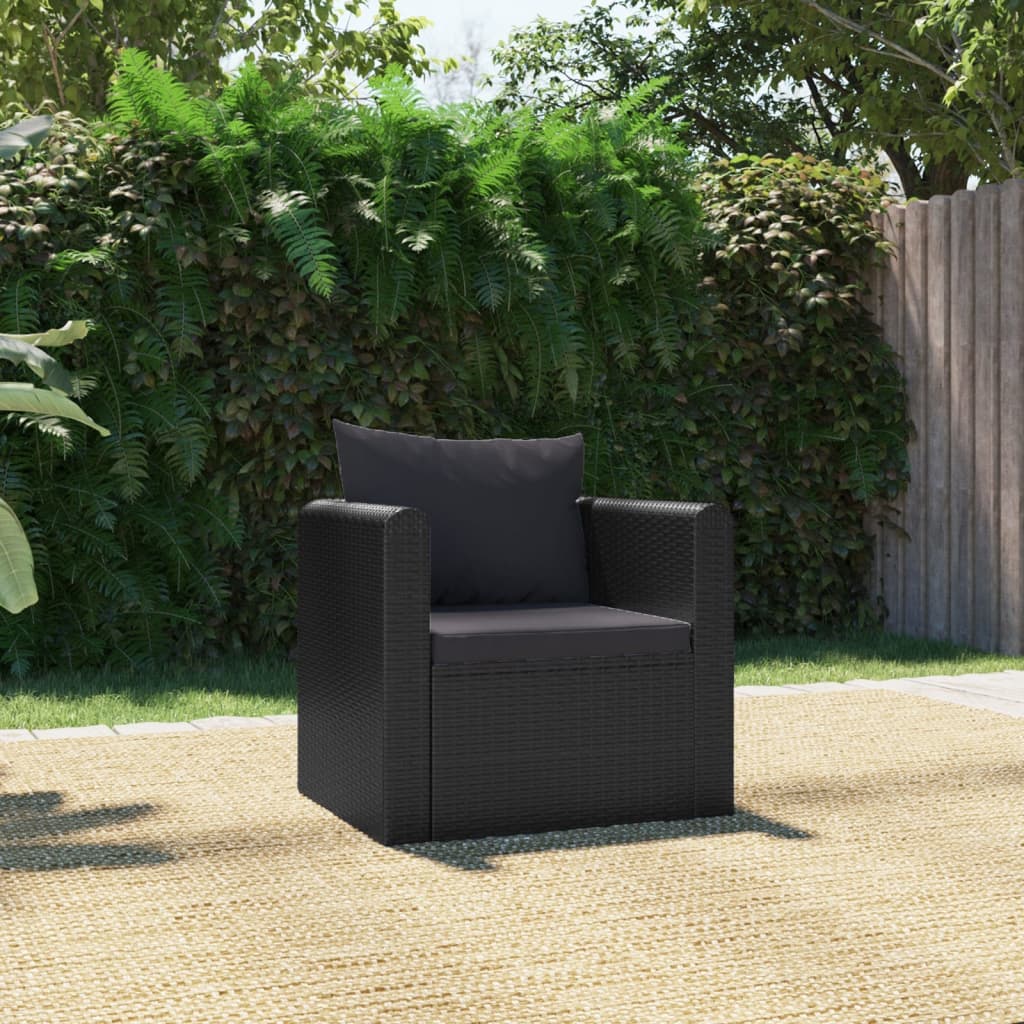 Set Mobilier De Grădină Cu Perne, 5 Piese, Negru, Poliratan