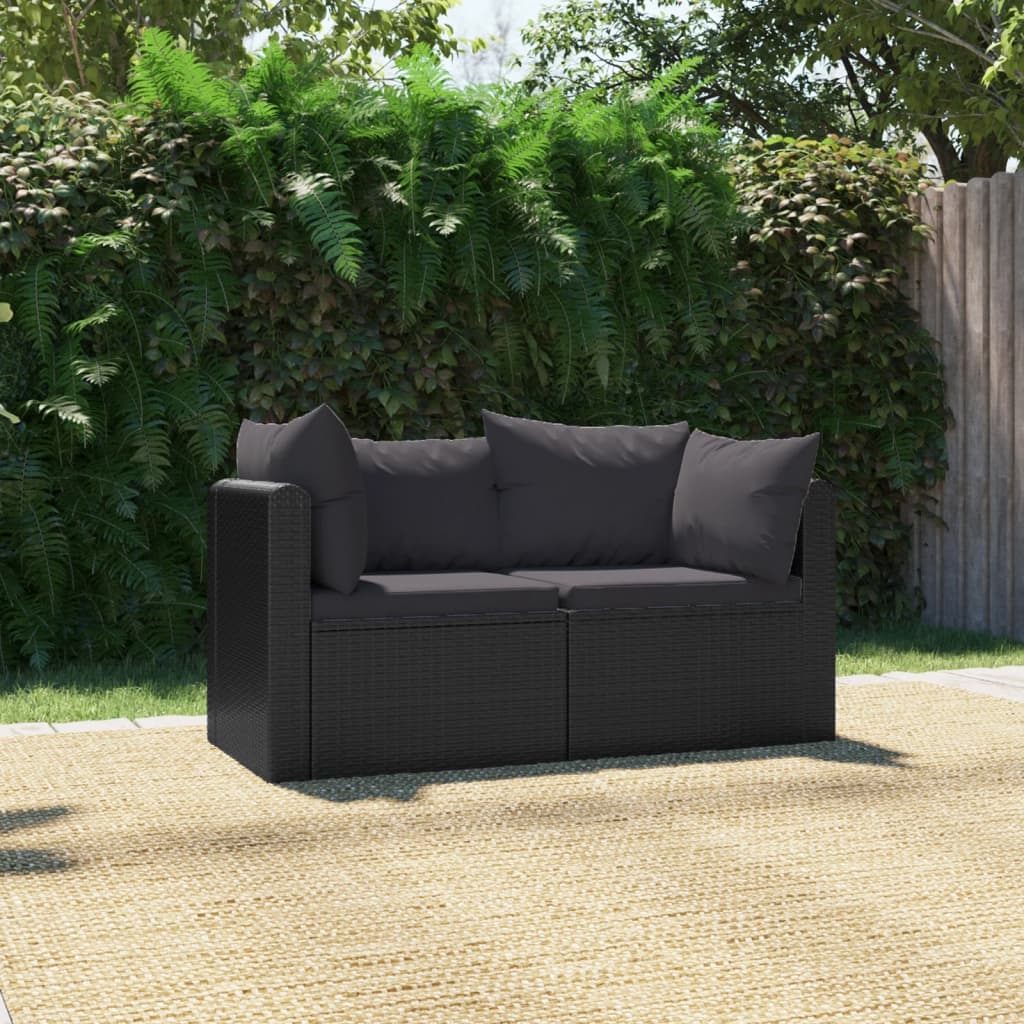 Set Mobilier De Grădină Cu Perne, 5 Piese, Negru, Poliratan