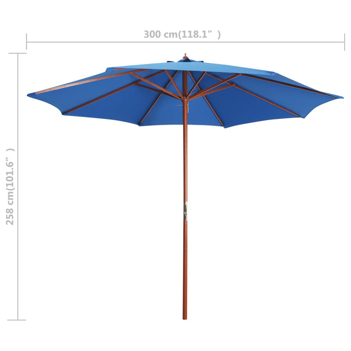 Umbrelă De Soare Cu Stâlp Din Lemn, , 300 X 258 Cm