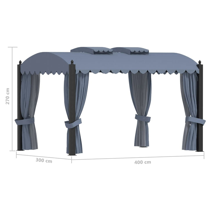 Pavilion Cu Perdele, Antracit, 3 X 4 M, Oțel
