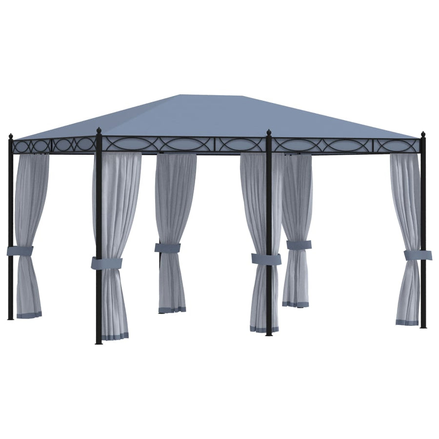 Pavilion Cu Ecrane Din Plasă, Antracit, 3 X 4 M, Oțel