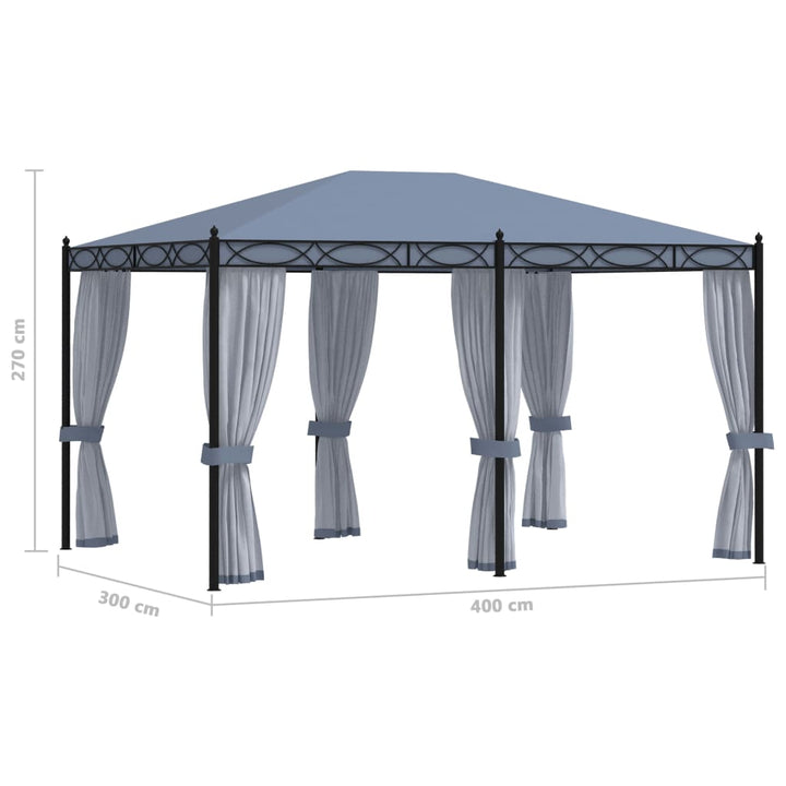 Pavilion Cu Ecrane Din Plasă, Antracit, 3 X 4 M, Oțel