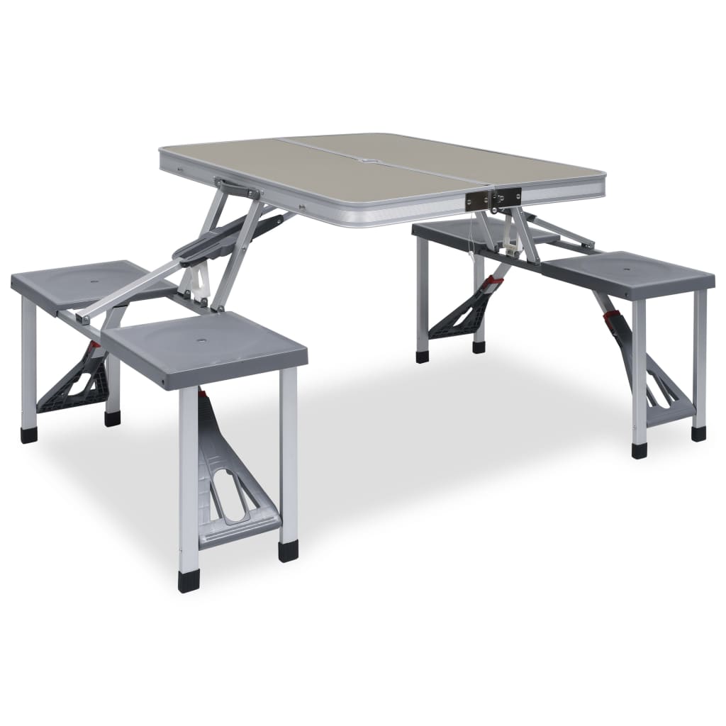 Masă De Camping Pliabilă Cu 4 Scaune, Oțel Și Aluminiu