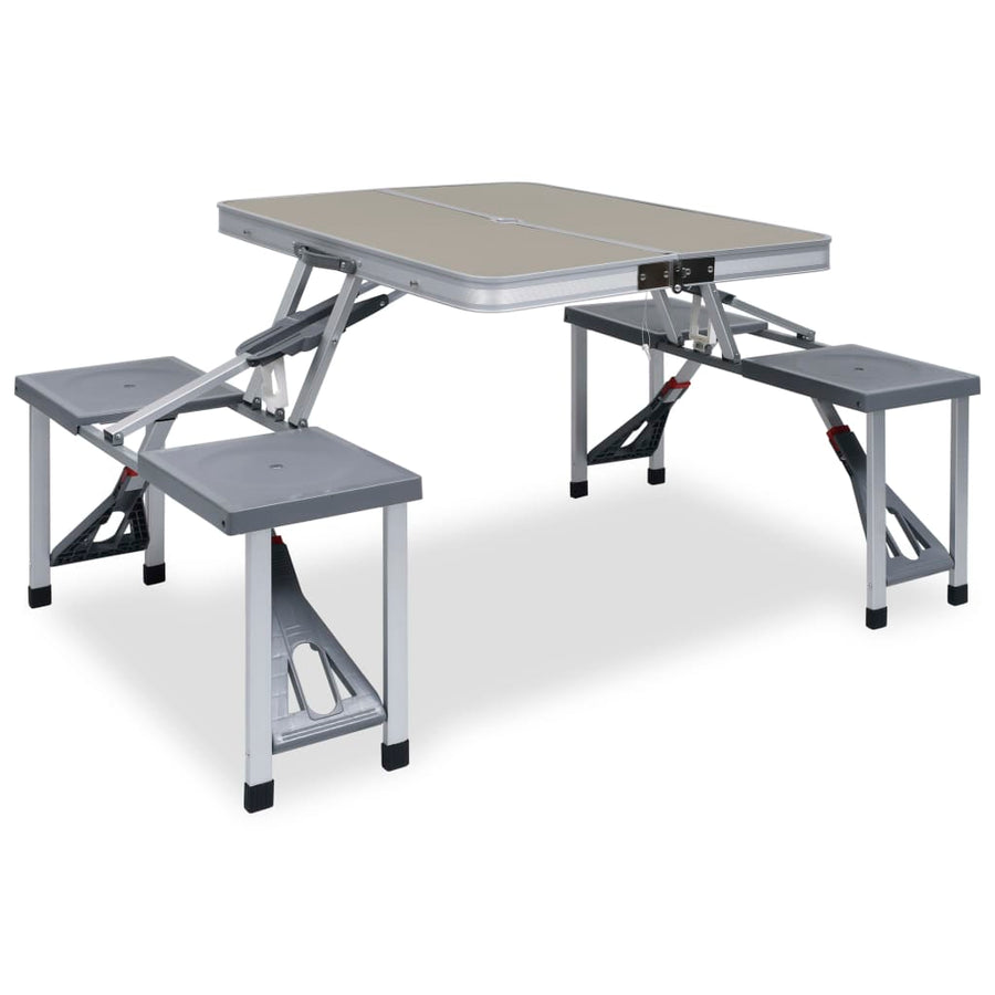 Masă De Camping Pliabilă Cu 4 Scaune, Oțel Și Aluminiu