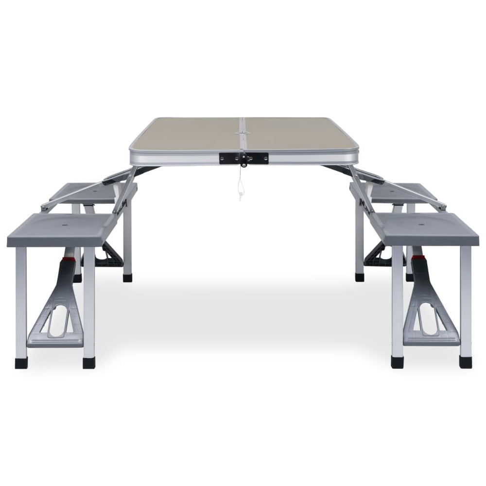 Masă De Camping Pliabilă Cu 4 Scaune, Oțel Și Aluminiu