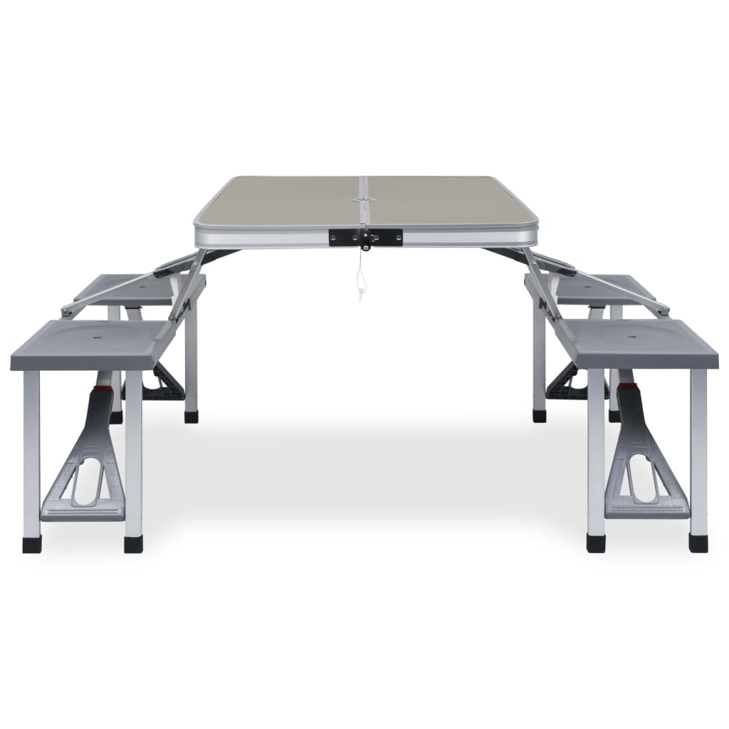 Masă De Camping Pliabilă Cu 4 Scaune, Oțel Și Aluminiu