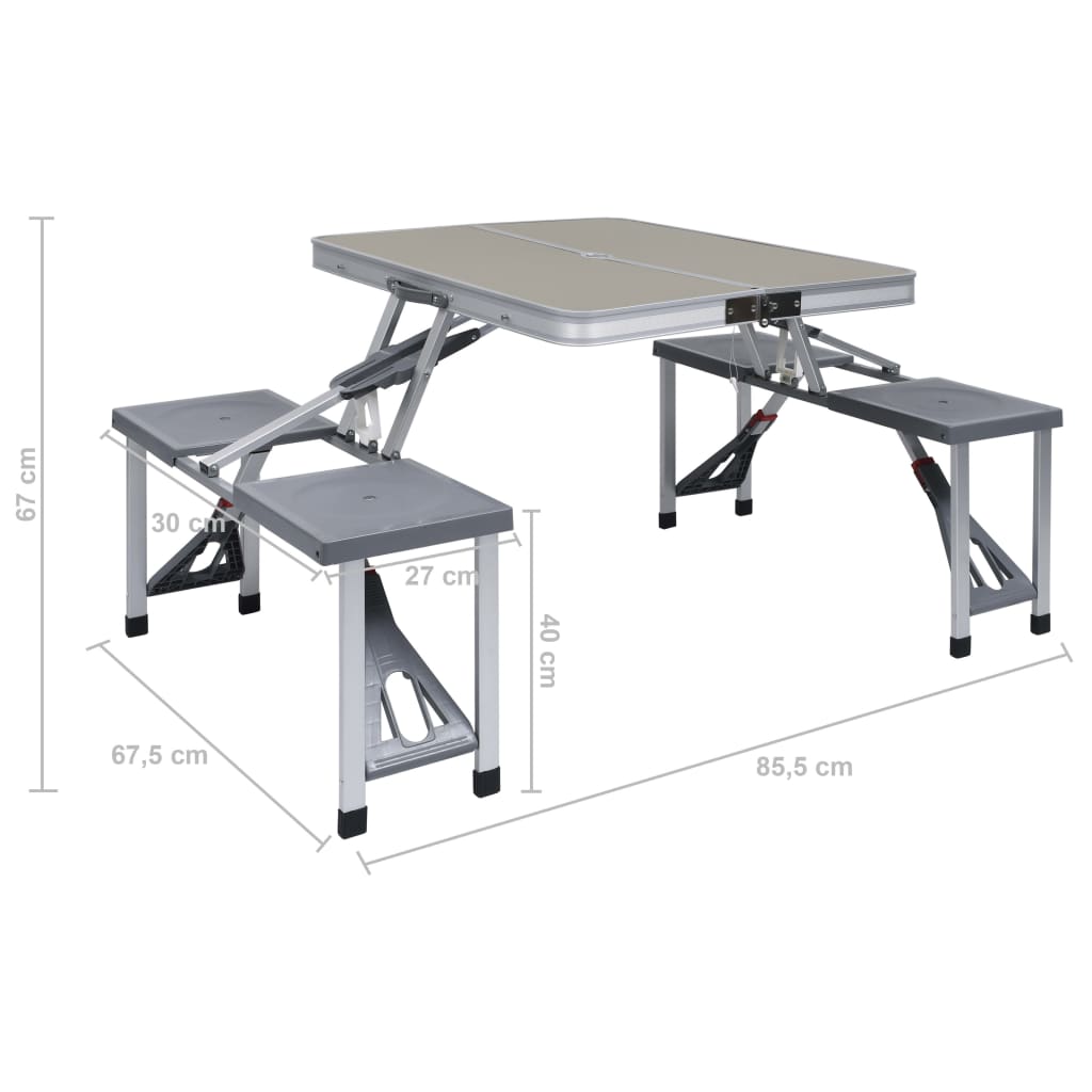 Masă De Camping Pliabilă Cu 4 Scaune, Oțel Și Aluminiu
