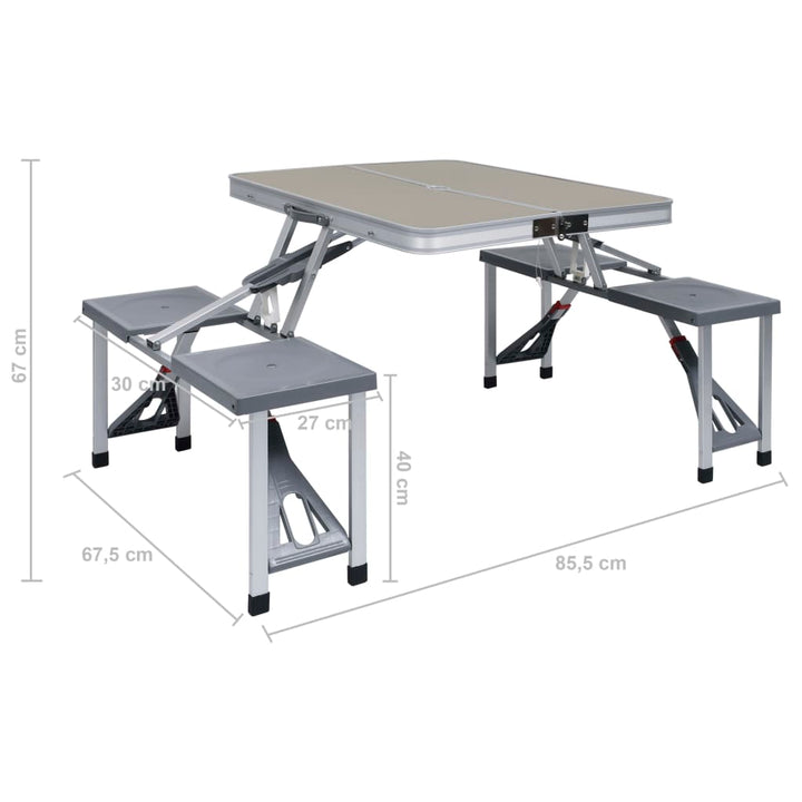 Masă De Camping Pliabilă Cu 4 Scaune, Oțel Și Aluminiu
