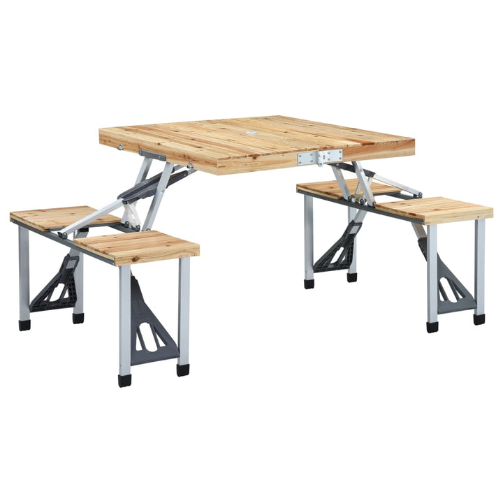 Masă De Camping Pliabilă Cu 4 Scaune, Oțel Și Aluminiu