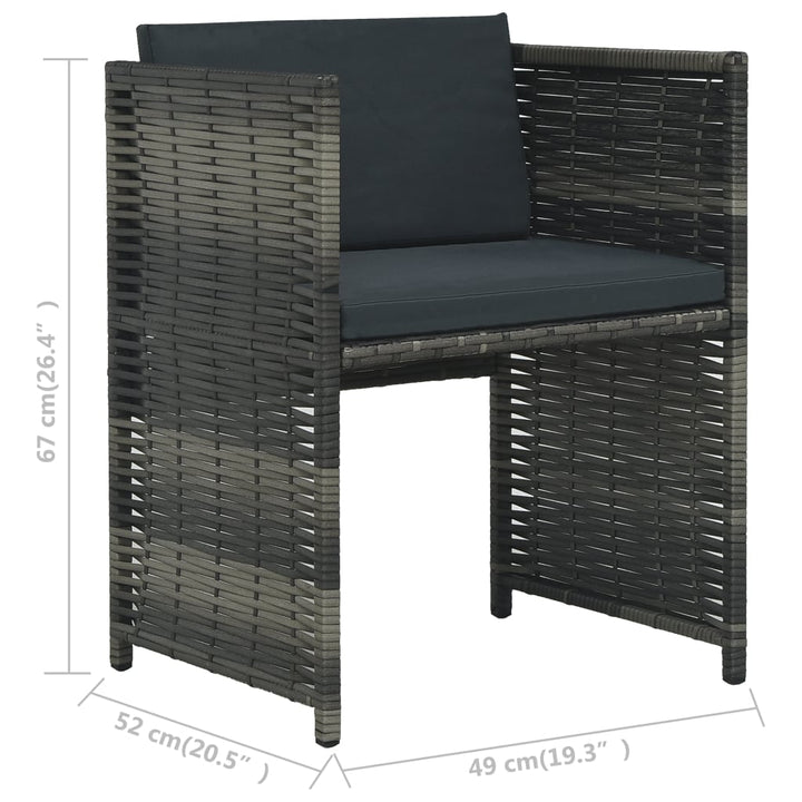 Set Mobilier De Bistro Cu Perne, 3 Piese, Gri, Poliratan