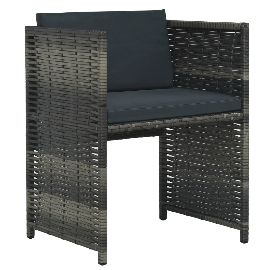 Set Mobilier De Bistro Cu Perne, 3 Piese, Gri, Poliratan