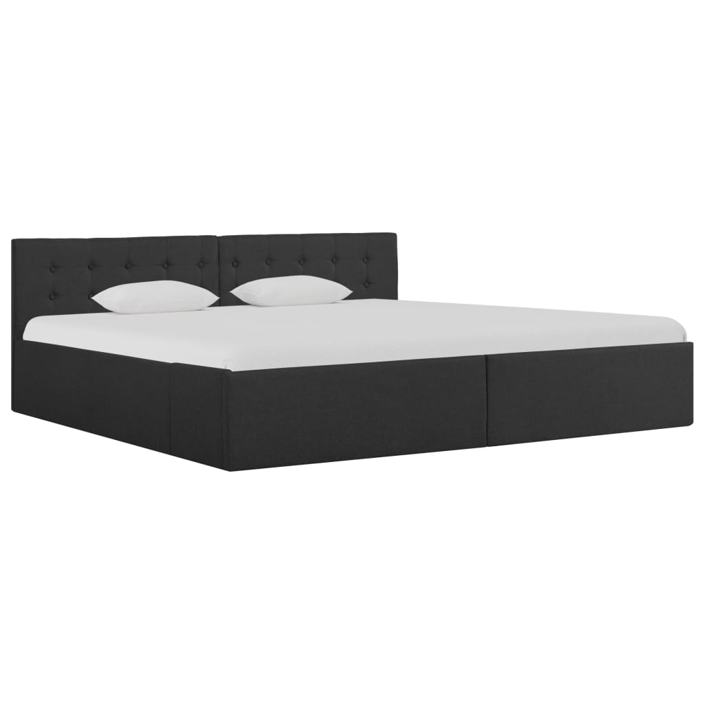 Cadru Pat Hidraulic Cu Ladă, , , Textil