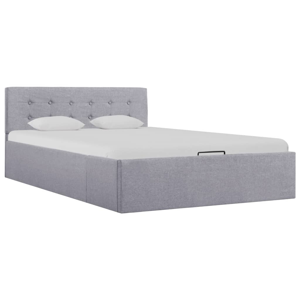 Cadru Pat Hidraulic Cu Ladă, , , Textil