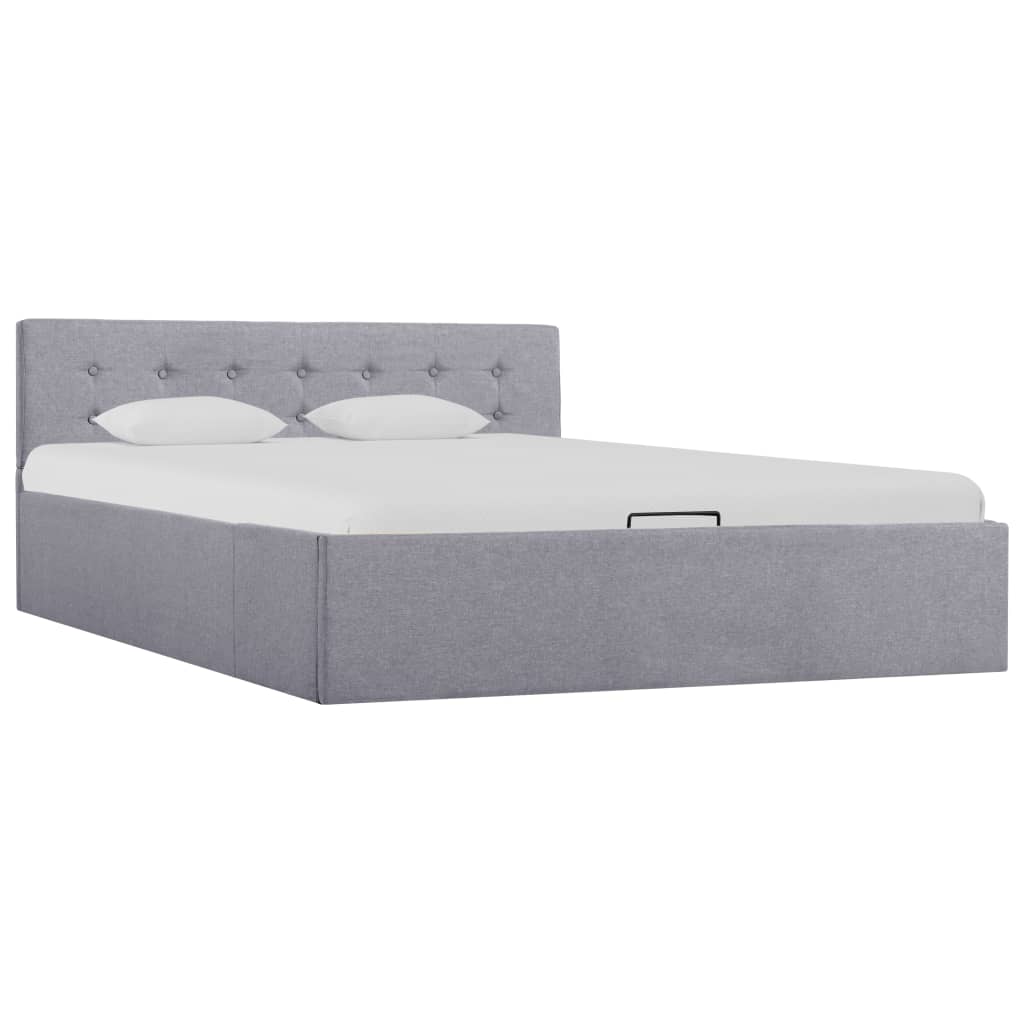 Cadru Pat Hidraulic Cu Ladă, , , Textil