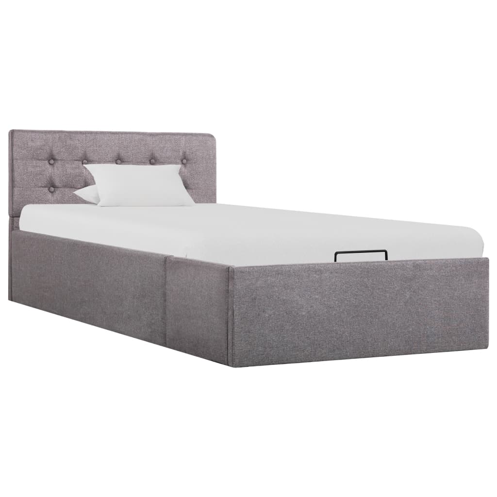 Cadru Pat Hidraulic Cu Ladă, , , Textil