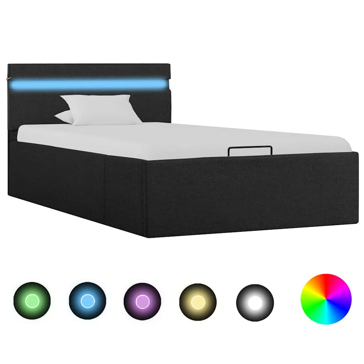Cadru Pat Hidraulic Ladă Și Led, , , Textil