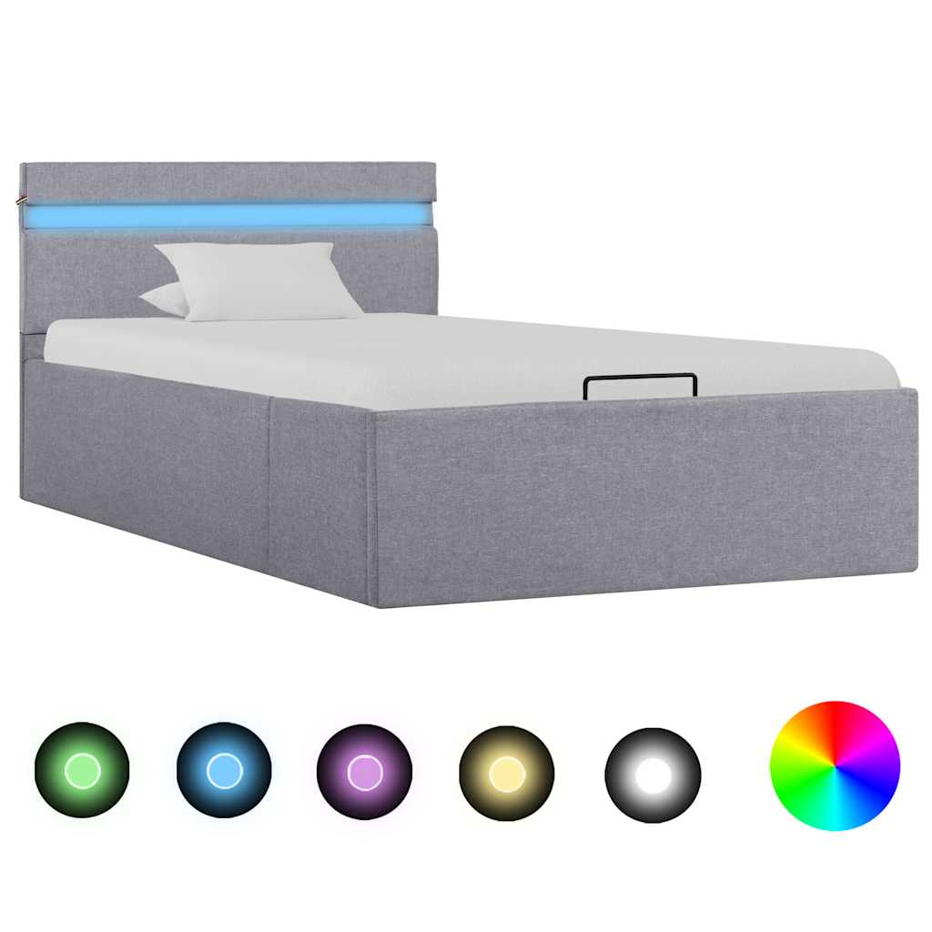 Cadru Pat Hidraulic Ladă Și Led, , , Textil