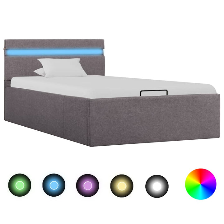 Cadru Pat Hidraulic Ladă Și Led, , , Textil