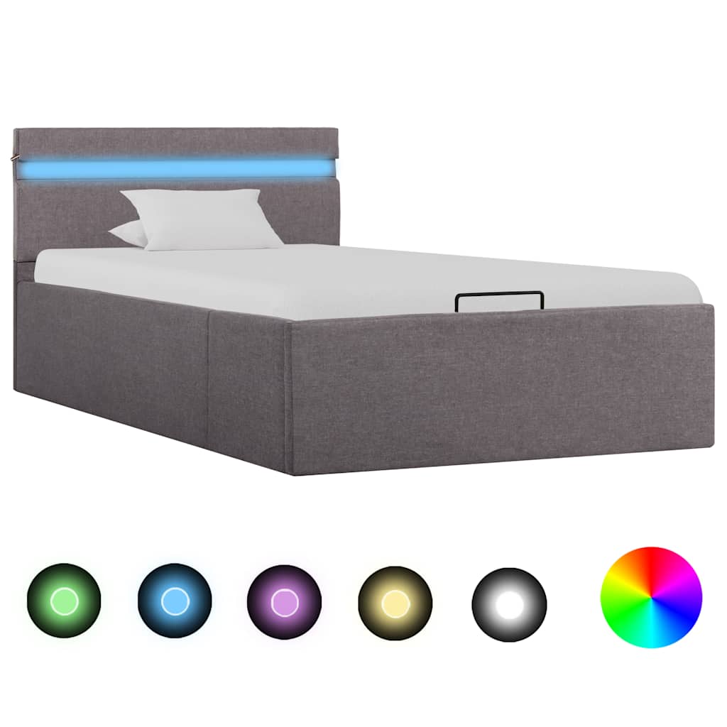Cadru Pat Hidraulic Ladă Și Led, , , Textil