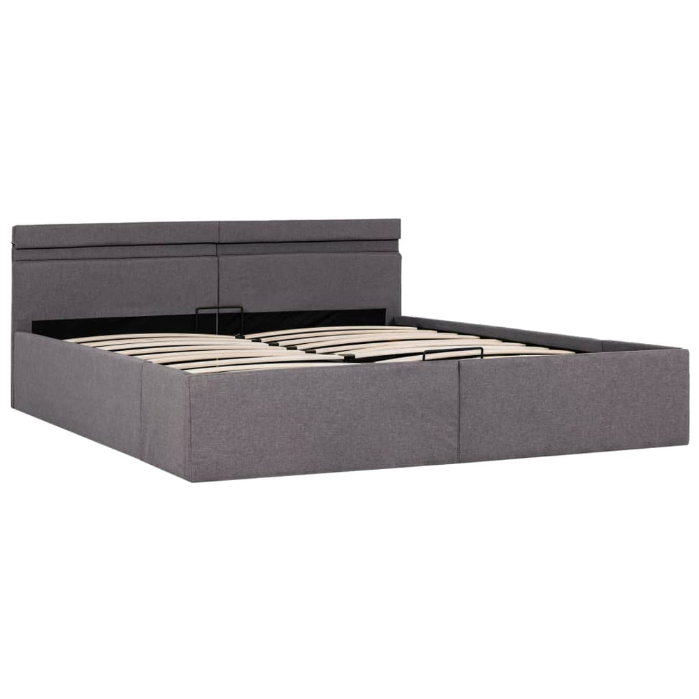 Cadru Pat Hidraulic Ladă Și Led, , , Textil