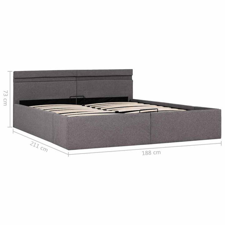 Cadru Pat Hidraulic Ladă Și Led, , , Textil