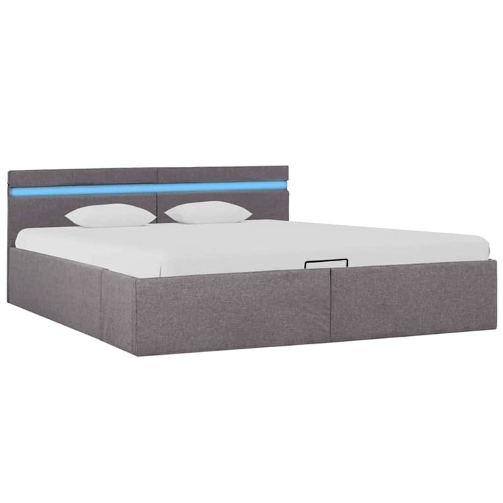 Cadru Pat Hidraulic Ladă Și Led, , , Textil