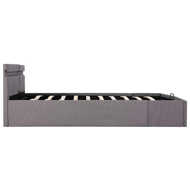 Cadru Pat Hidraulic Ladă Și Led, , , Textil