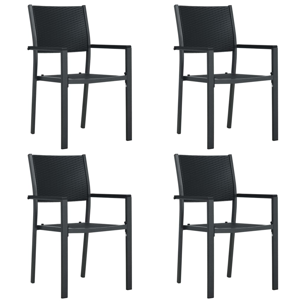 Scaune De Grădină, 4 Buc., , Plastic, Aspect Ratan