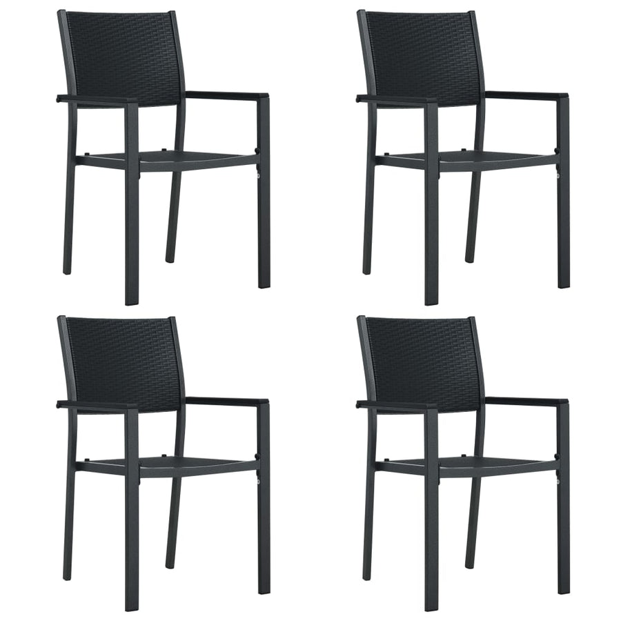 Scaune De Grădină, 4 Buc., , Plastic, Aspect Ratan