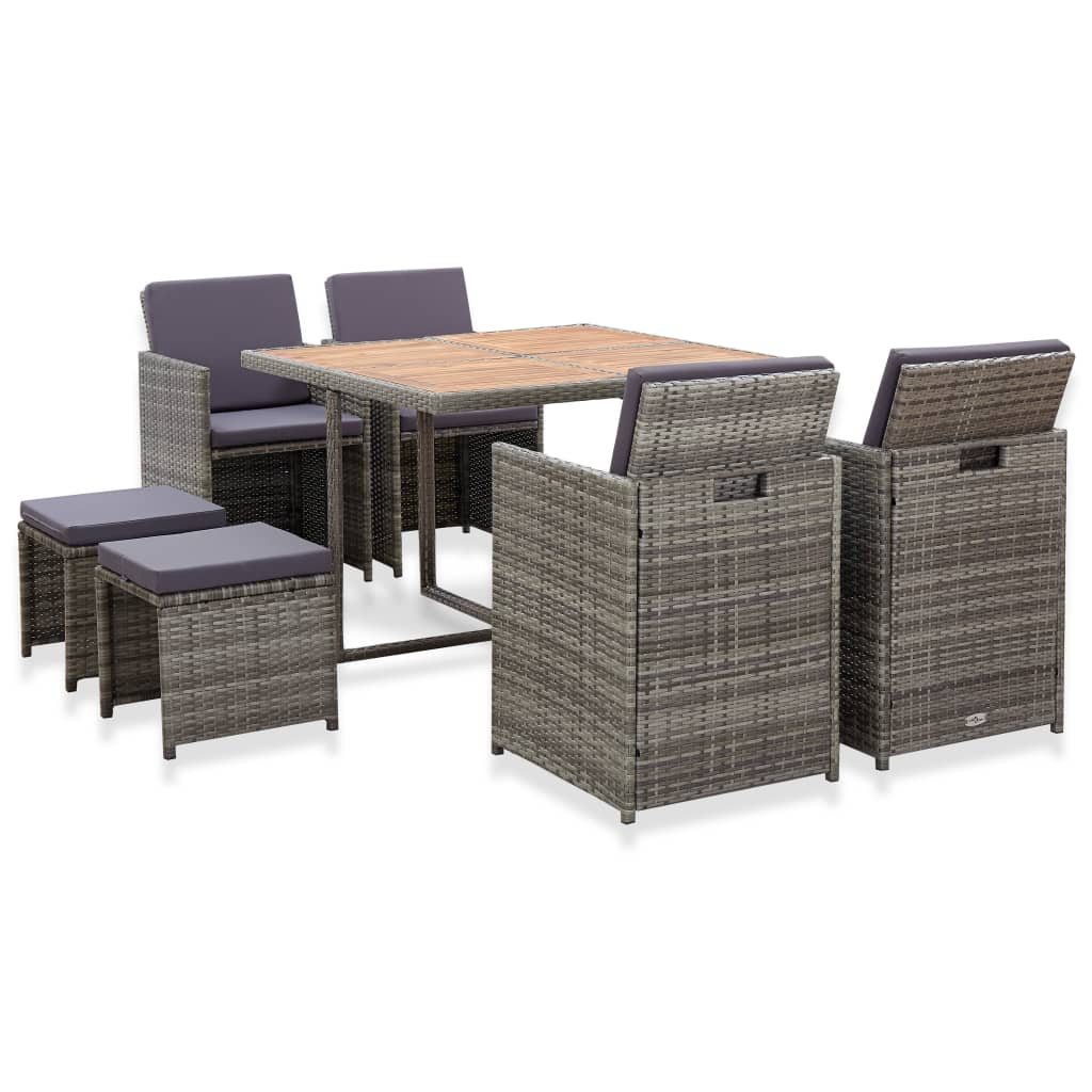 Set Mobilier De Exterior 13 Piese Antracit Poliratan Și Acacia