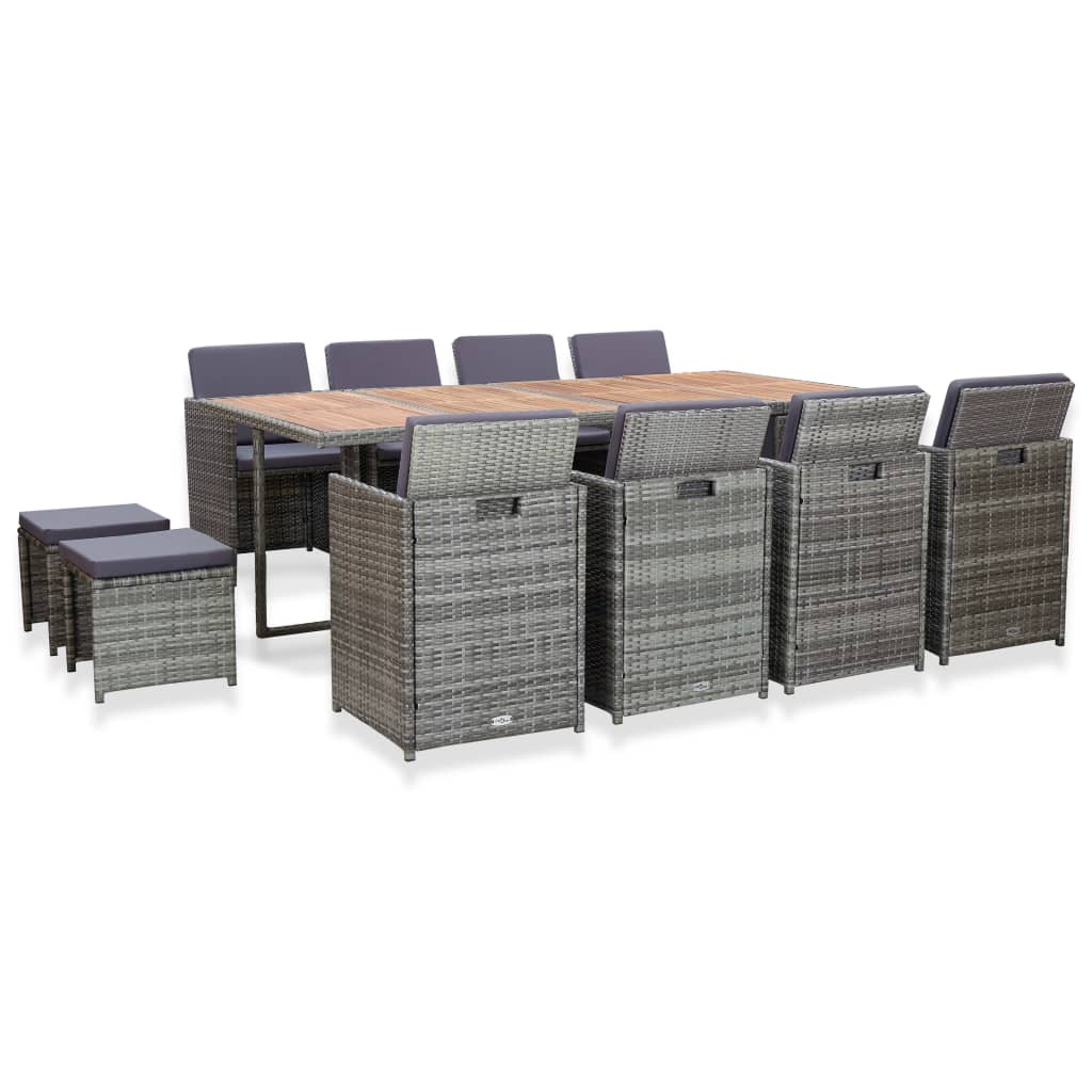 Set Mobilier De Exterior 13 Piese Antracit Poliratan Și Acacia