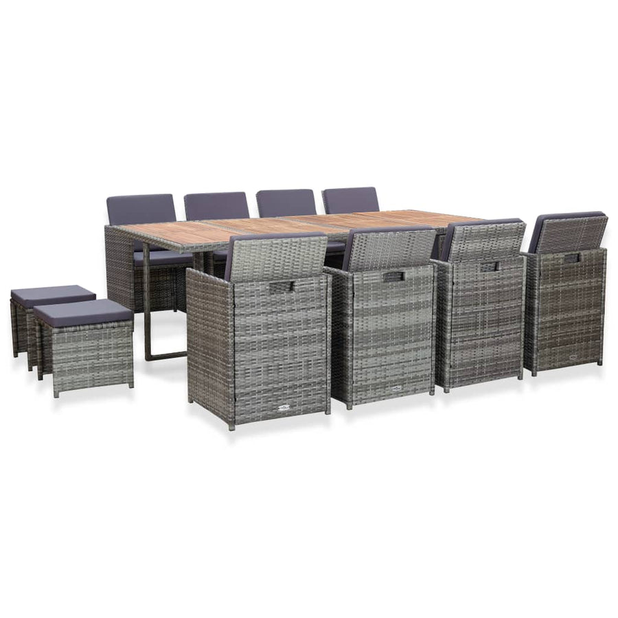Set Mobilier De Exterior 13 Piese Antracit Poliratan Și Acacia
