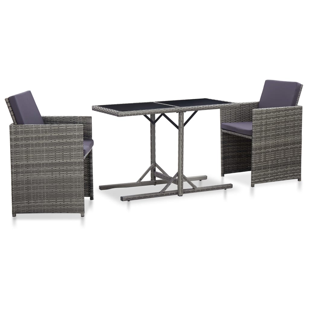 Set Mobilier De Exterior Cu Perne, 3 Piese, , Poliratan