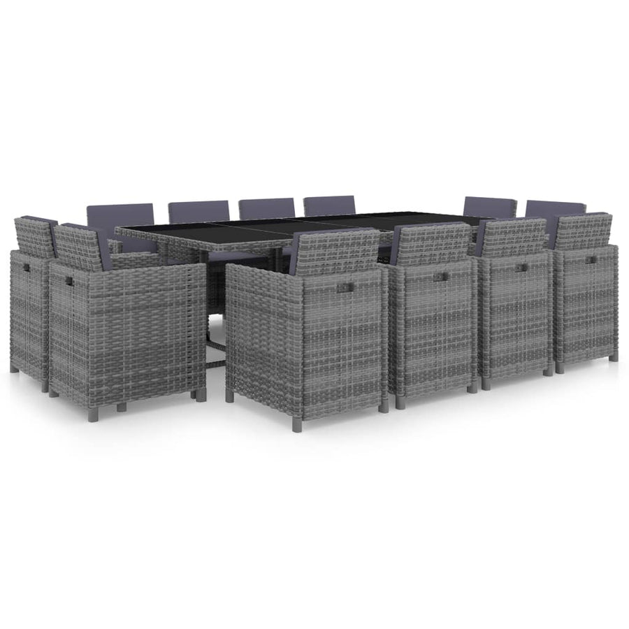 Set Mobilier De Exterior Cu Perne 13 Piese, , Poliratan