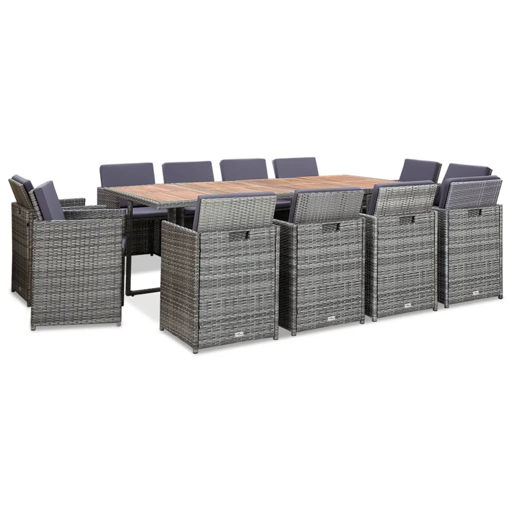 Set Mobilier De Exterior Cu Perne 13 Piese, , Poliratan
