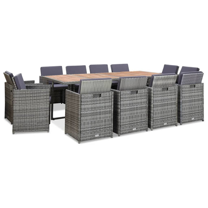 Set Mobilier De Exterior Cu Perne 13 Piese, , Poliratan